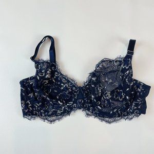 NWOT Victoria's Secret Bra 34D Dream Angels Unlined Demi Blue Lace Metallic